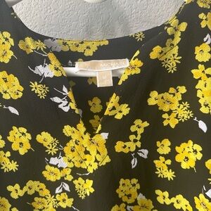 Michael Kors Black and Yellow Floral Blouse